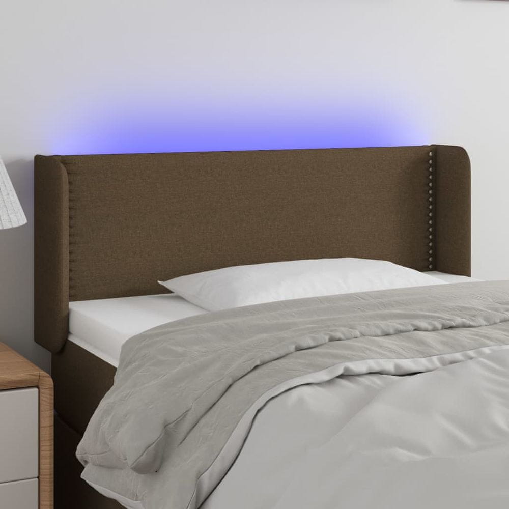 Vidaxl Čelo postele s LED tmavohendé 93x16x78/88 cm látka